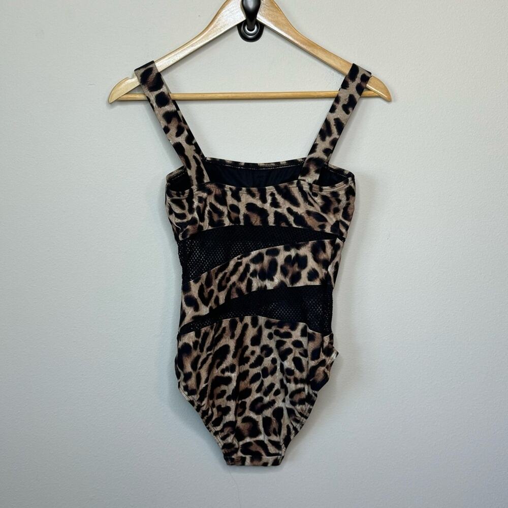 Carmen Marc Valvo NWOT Leopard Mesh One Piece Swimsuit Size 6 - Picture 5 of 6